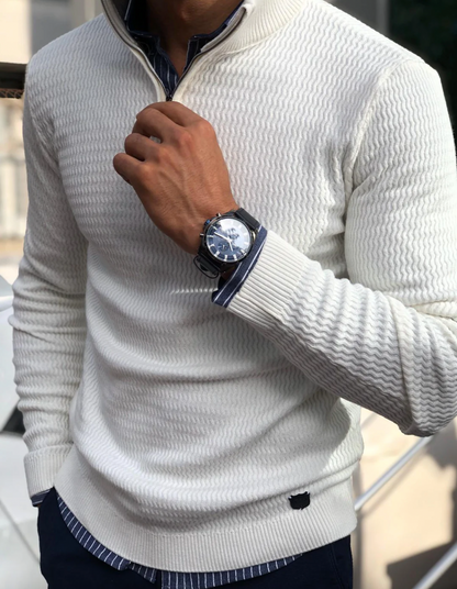 Bunner | Quarter-Zip Ribbed Knit Sweater