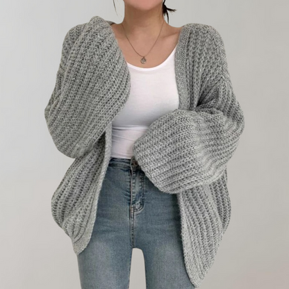 Reva | Chunky Knit Winter Cardigan with Wide Long Sleeves