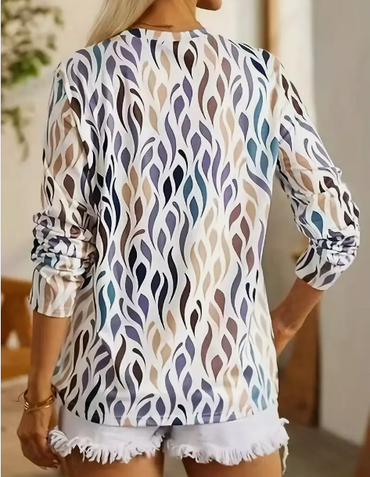 Fiorella | Patterned Three-Quarter Sleeve Shirt