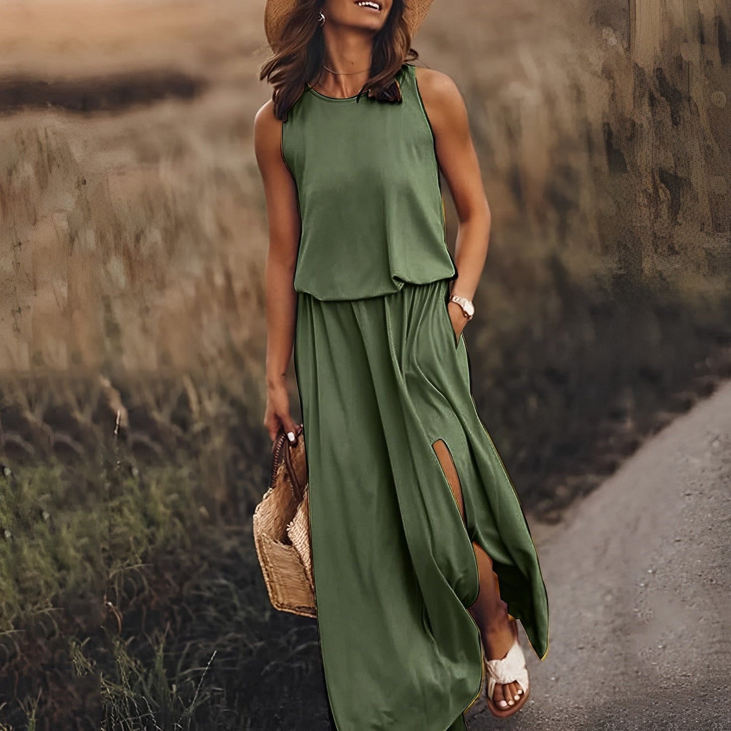 Lara | Elegant Long Dress with Slit - Motheero