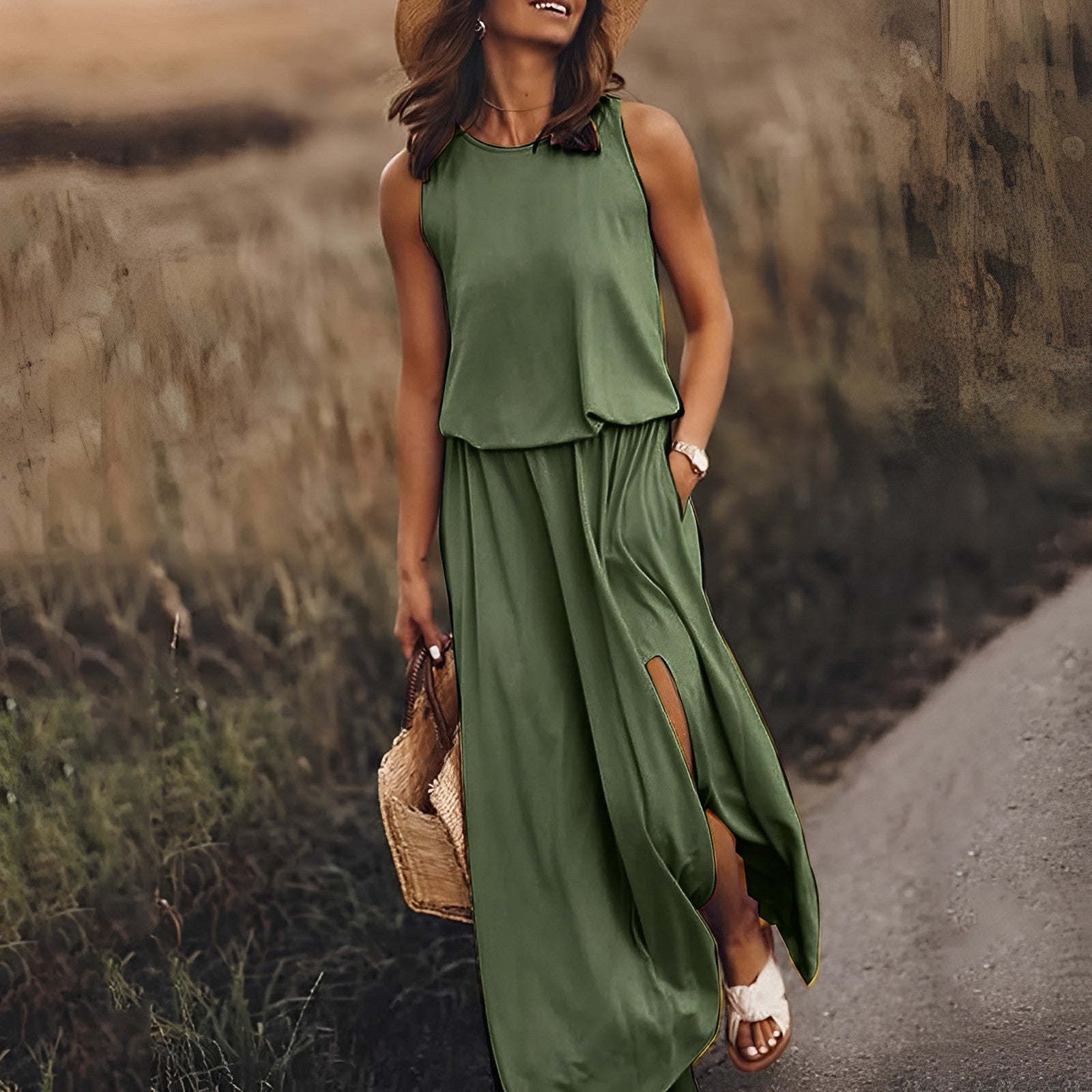 Lara | Elegant Long Dress with Slit - Motheero