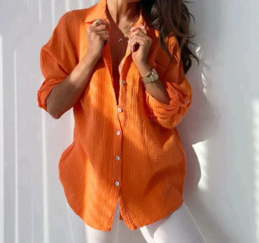 Mila | Casual Oversized Cotton Blouse - Motheero
