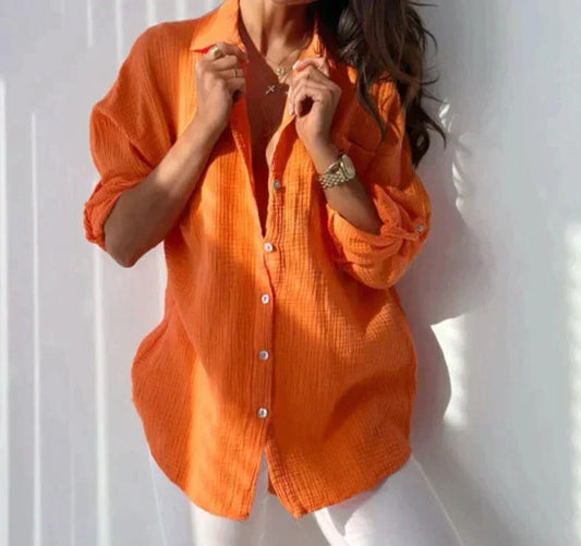 Mila | Casual Oversized Cotton Blouse - Motheero