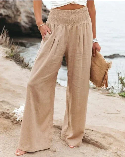 Elisa | High-Waist Wide Leg Elastic Trousers
