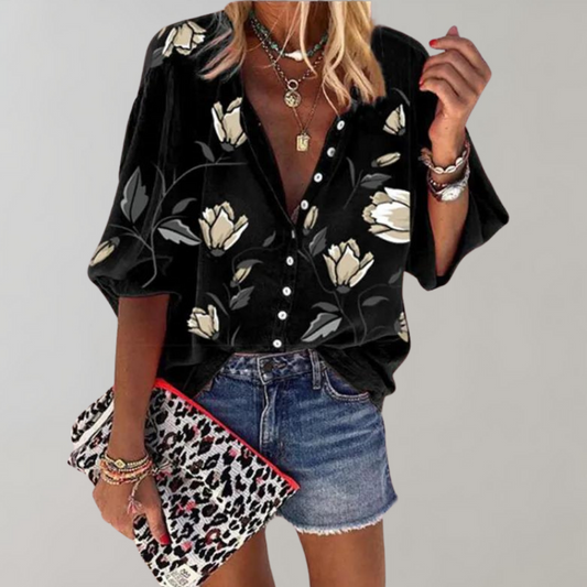 Mila | Floral Button Blouse - Motheero