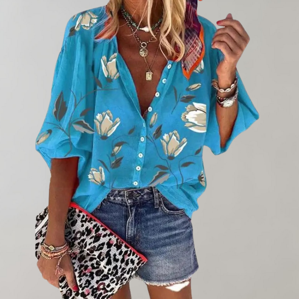Mila | Floral Button Blouse - Motheero
