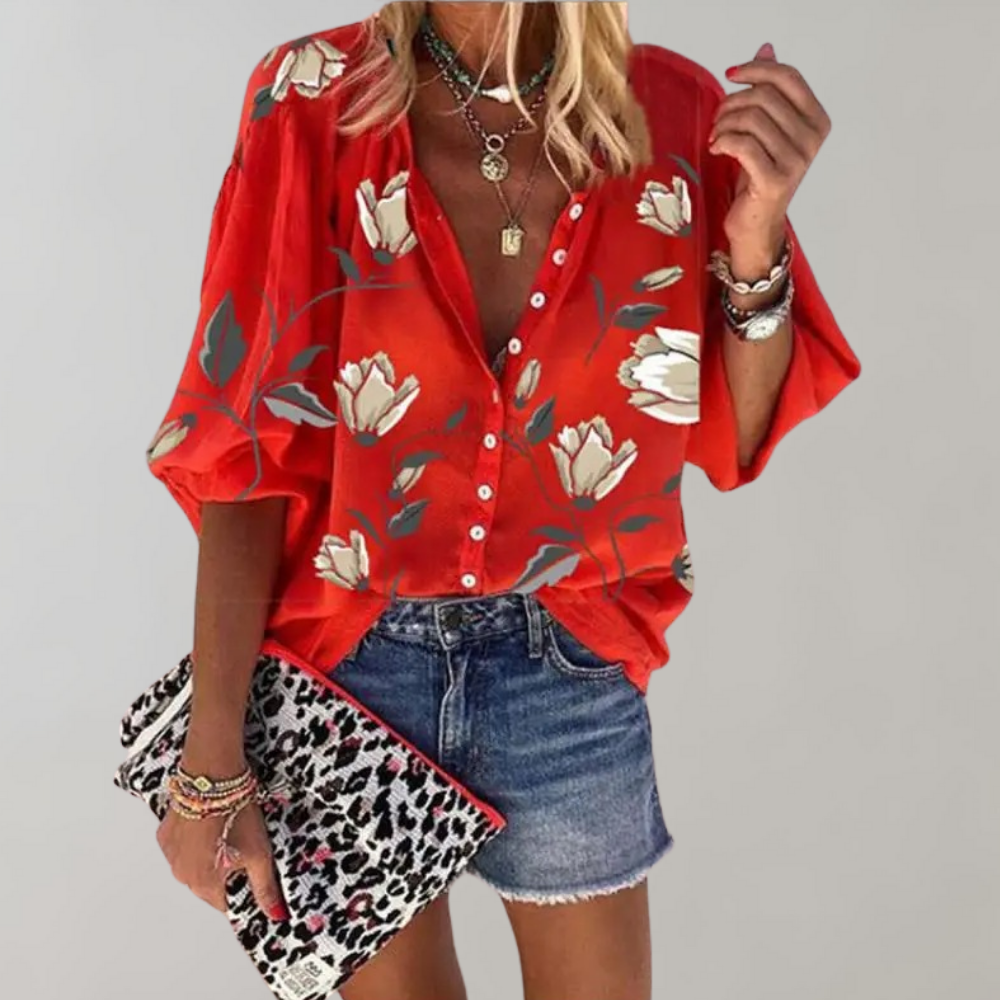 Mila | Floral Button Blouse - Motheero