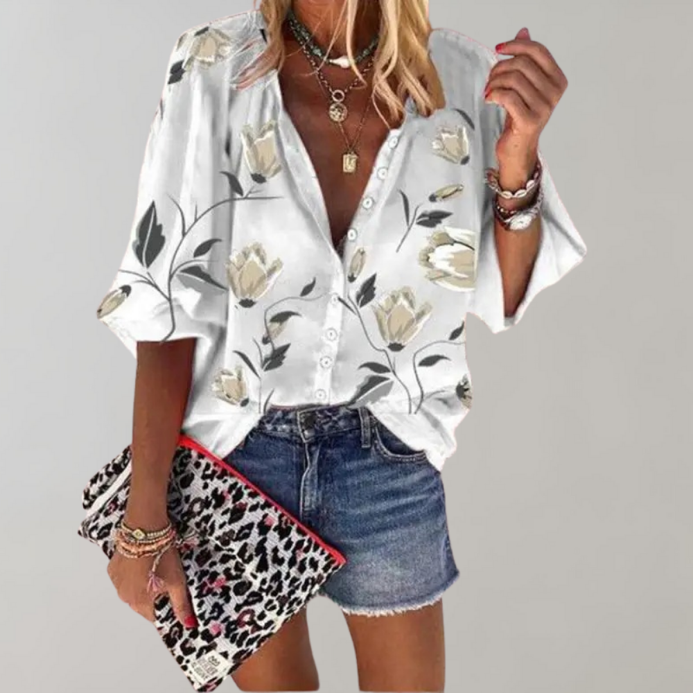 Mila | Floral Button Blouse - Motheero