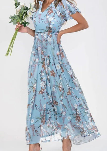 Faya | Floral Summer Dress with Ruffle Sleeves - Motheero