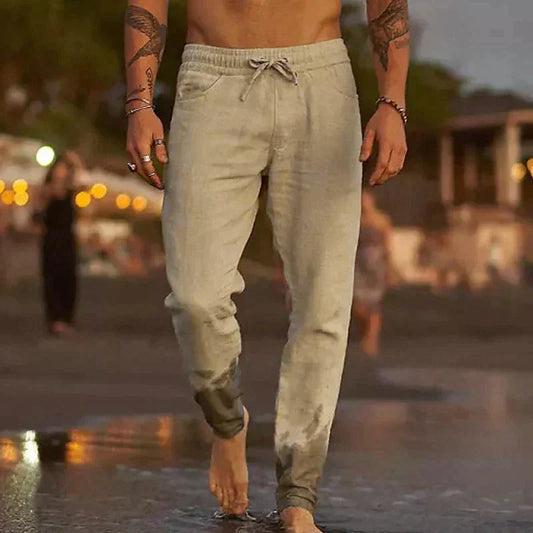 Colin | Relaxed Linen-Cotton Drawstring Pants