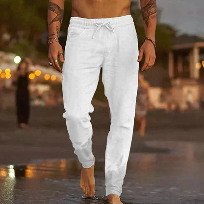 Colin | Relaxed Linen-Cotton Drawstring Pants
