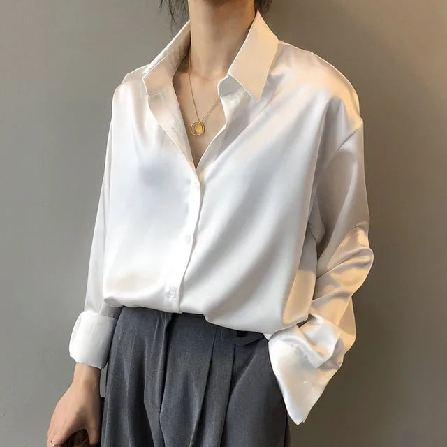 Lina | Casual Satin Blouse - Motheero