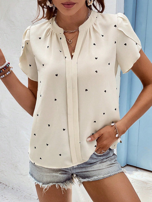 Eloise | V‑Heart Print Shirt - Motheero