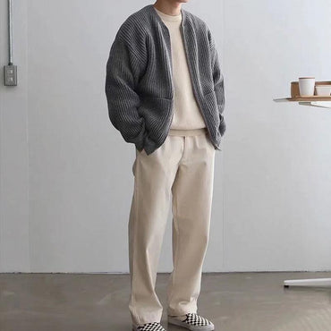 Adrian | Zip-Up Knit Cardigan with Side Pockets
