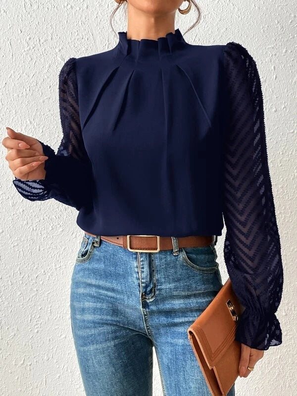 Avery | Casual Turtleneck Cotton Blouse - Motheero