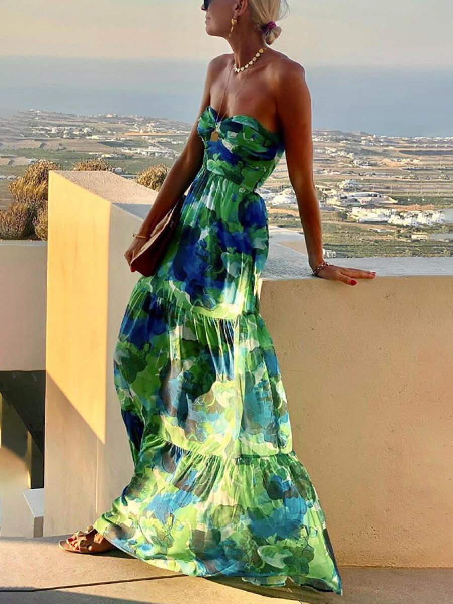 Liana | Floral Maxi Tube Dress - Motheero