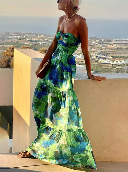 Liana | Floral Maxi Tube Dress - Motheero