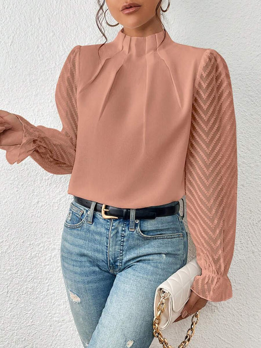 Avery | Casual Turtleneck Cotton Blouse - Motheero