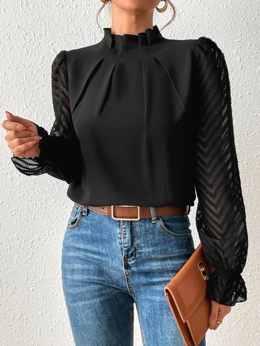 Avery | Casual Turtleneck Cotton Blouse - Motheero