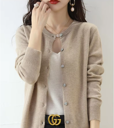 Iris | Women Button Cardigan with Crew Neck