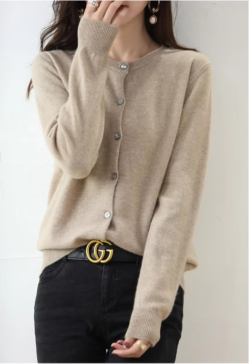 Iris | Women Button Cardigan with Crew Neck