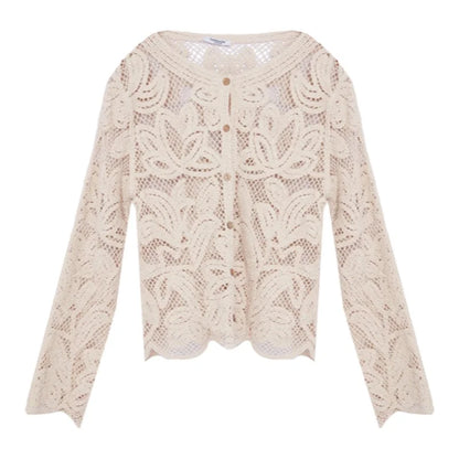 Selina | Cotton Floral Knitted Cardigan