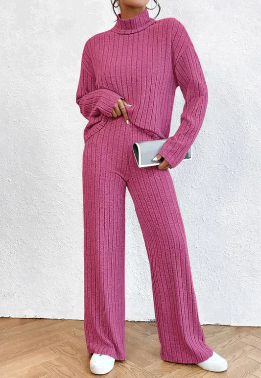 Lina | Women Knit Turtleneck Sweater and Pants Outfit Set