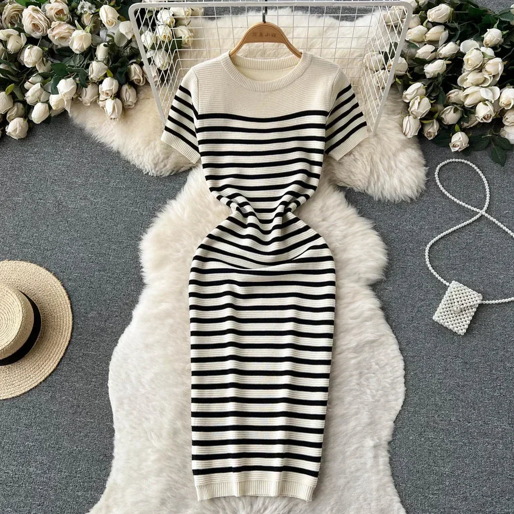 Solea | Striped Knit Dress - Motheero