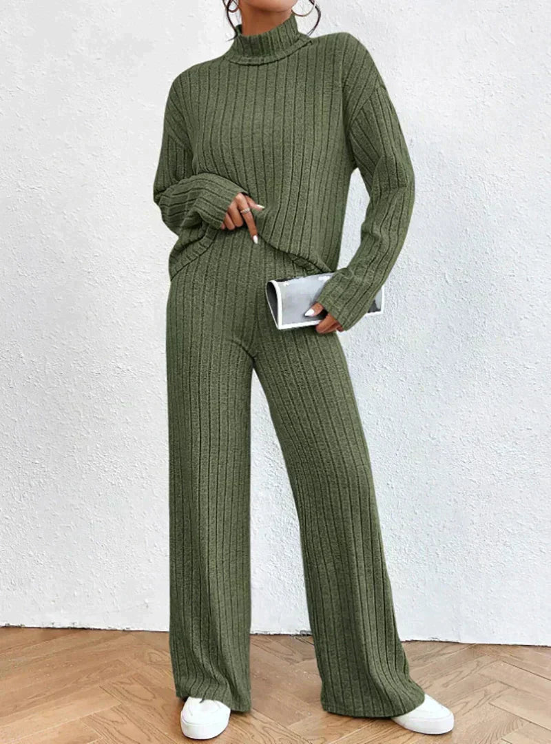 Lina | Women Knit Turtleneck Sweater and Pants Outfit Set