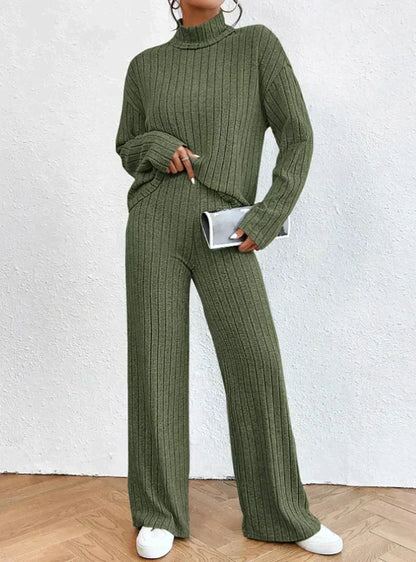 Lina | Women Knit Turtleneck Sweater and Pants Outfit Set