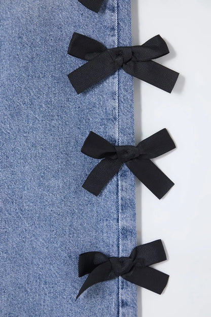 Seraphine | Mid-Waist Wide-Leg with Ribbon Detail Jeans