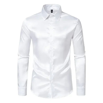 Raven | Shiny Silk Long-Sleeve Shirt