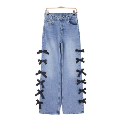 Seraphine | Mid-Waist Wide-Leg with Ribbon Detail Jeans