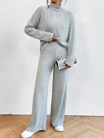 Lina | Women Knit Turtleneck Sweater and Pants Outfit Set