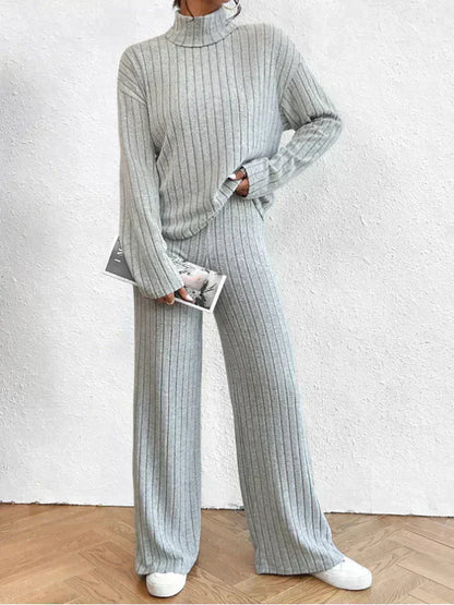 Lina | Women Knit Turtleneck Sweater and Pants Outfit Set
