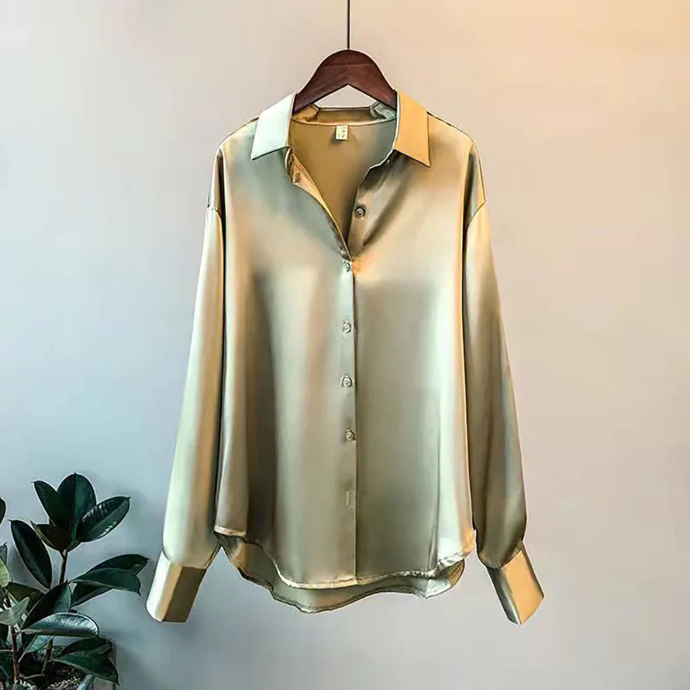 Celeste | Satin Long Sleeve Shirt - Motheero