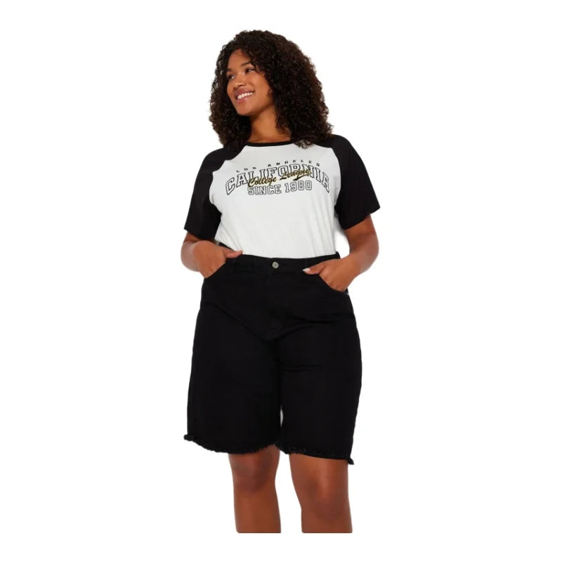 Zarina | Plus Sized High-Waisted Denim Shorts - Motheero