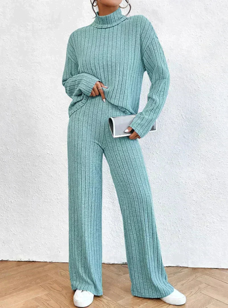 Lina | Women Knit Turtleneck Sweater and Pants Outfit Set