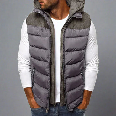 Ravero | Hooded Quilted Vest with Leather Patch