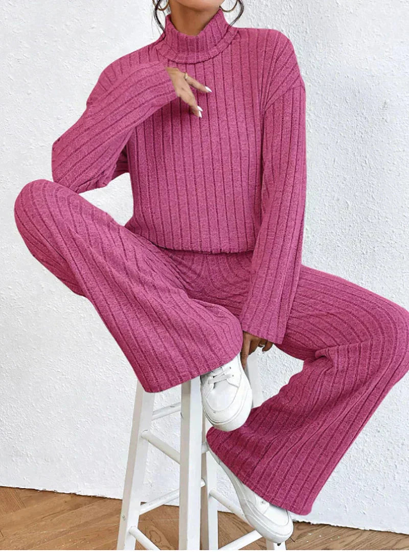 Lina | Women Knit Turtleneck Sweater and Pants Outfit Set