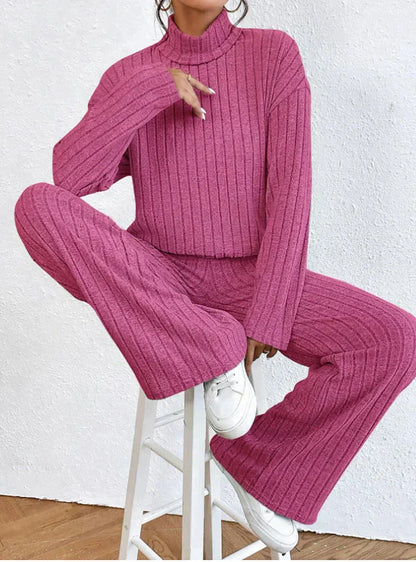 Lina | Women Knit Turtleneck Sweater and Pants Outfit Set