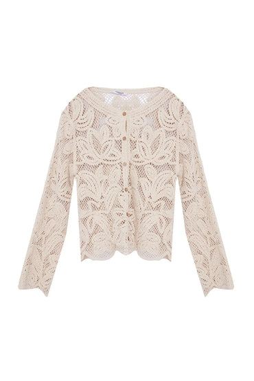 Selina | Cotton Floral Knitted Cardigan