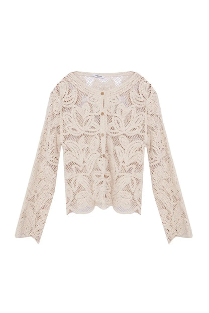 Selina | Cotton Floral Knitted Cardigan