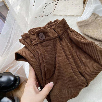 Maribel | Ribbed Corduroy High-Waist Trousers