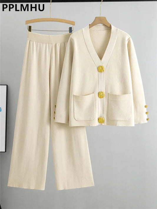 Mira | Elegant Knitted Set Cardigan Trousers