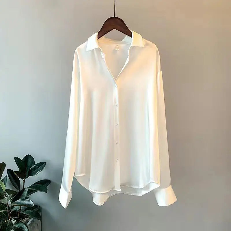 Celeste | Satin Long Sleeve Shirt - Motheero