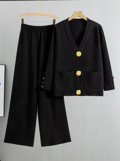 Mira | Elegant Knitted Set Cardigan Trousers