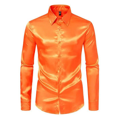 Raven | Shiny Silk Long-Sleeve Shirt