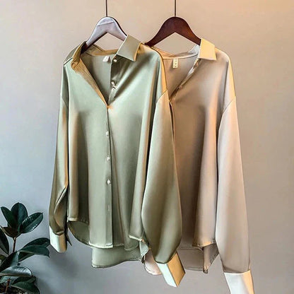 Celeste | Satin Long Sleeve Shirt - Motheero