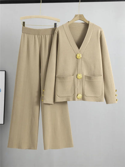 Mira | Elegant Knitted Set Cardigan Trousers